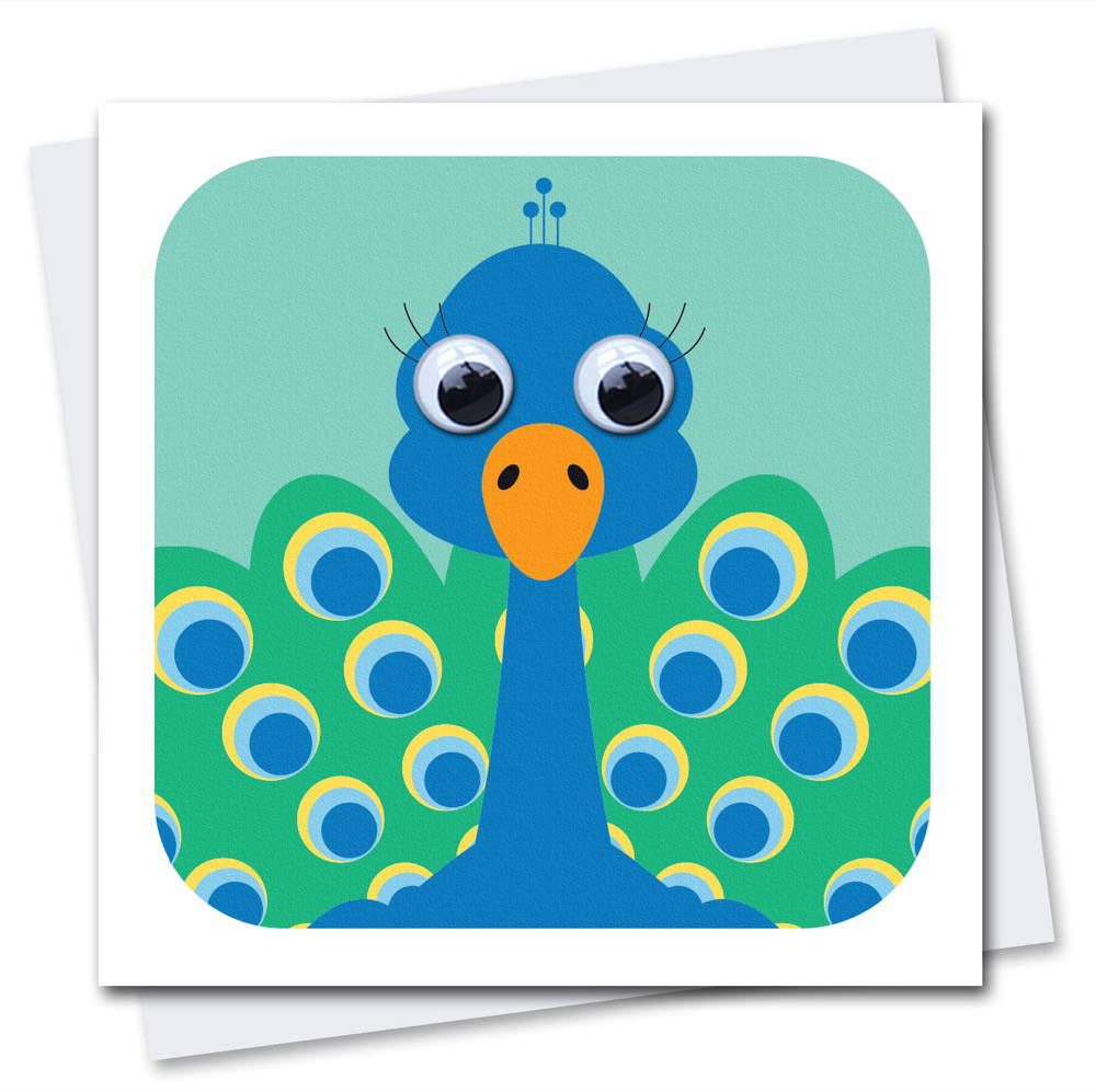 Pru Peacock with Googly Eyes Card