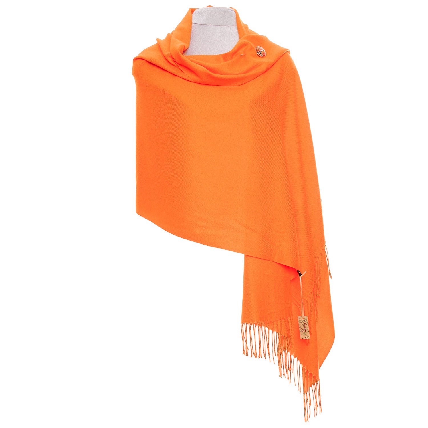 Orange scarf with fringes on a white background