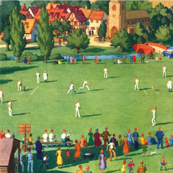 Greetings Card: Cricket On The Village Green