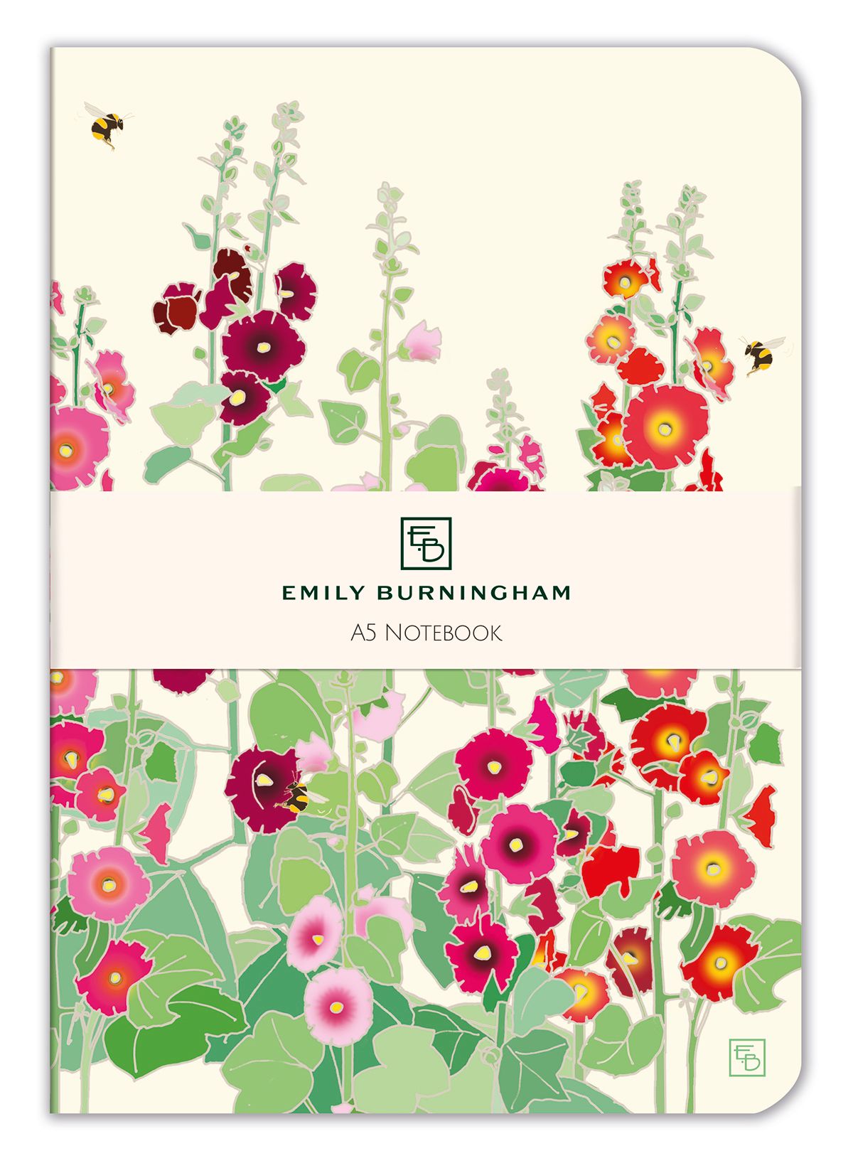 Floral notebook with 'Emily Burningham' branding on a white background