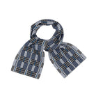 Plaid patterned scarf on a white background