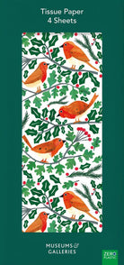 4 Sheets Printed Tissue Paper: Robins and Holly