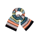 Multicolored striped scarf on a white background