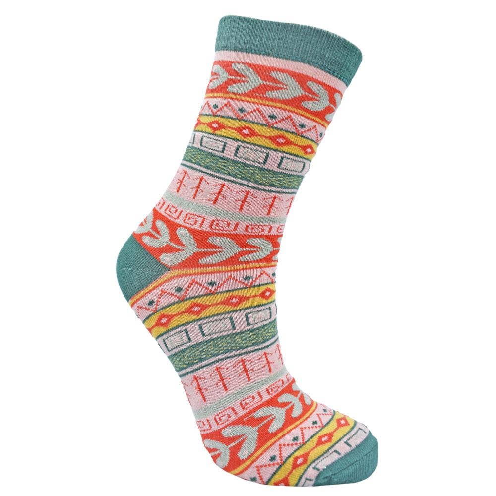 Teal Geometric Bamboo Socks