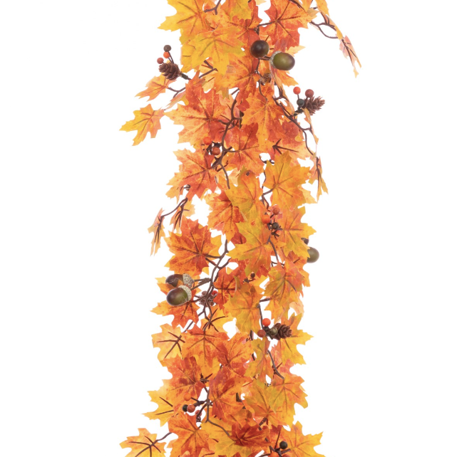 Autumn Maple Garland with Acorns 180cm