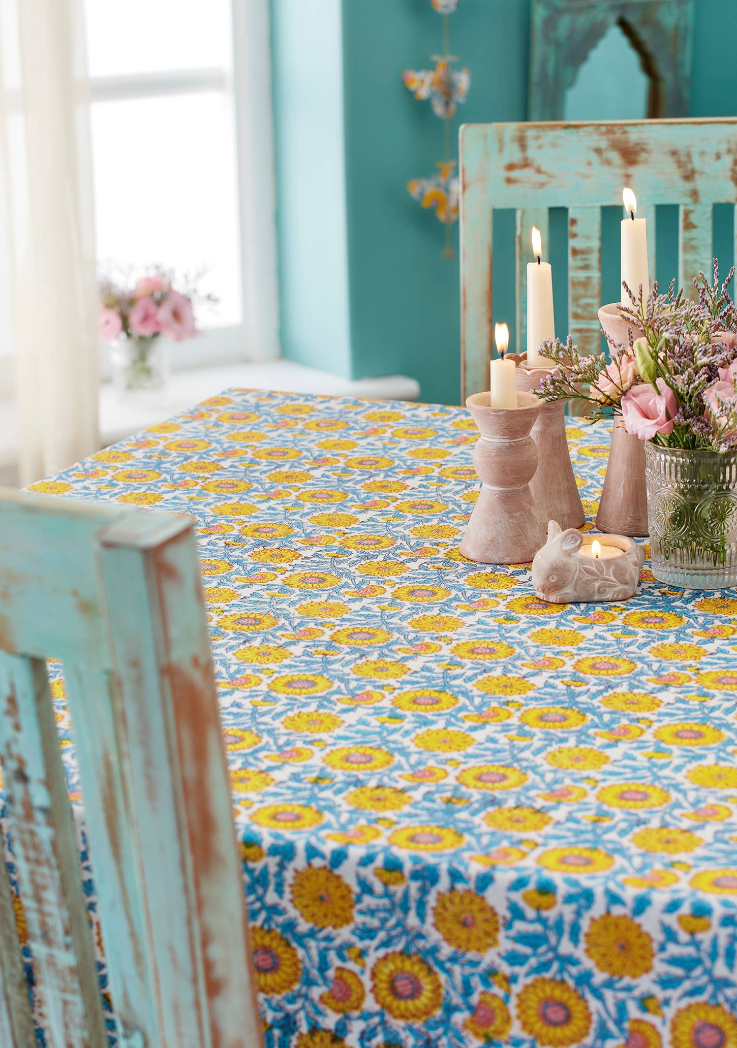 Block Print Tablecloth - Sunflower