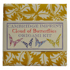 Cambridge Imprint origami kit packaging with butterfly designs on a yellow floral background