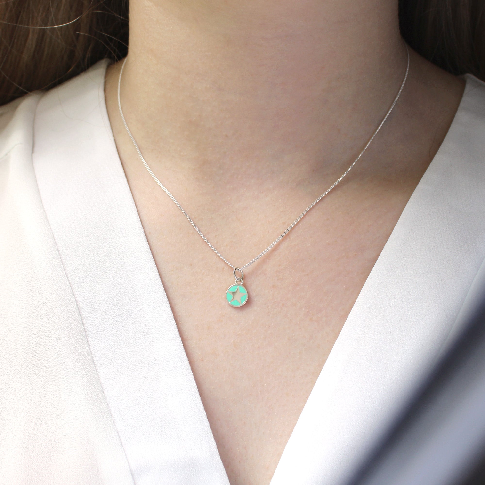 jade enamel star necklace