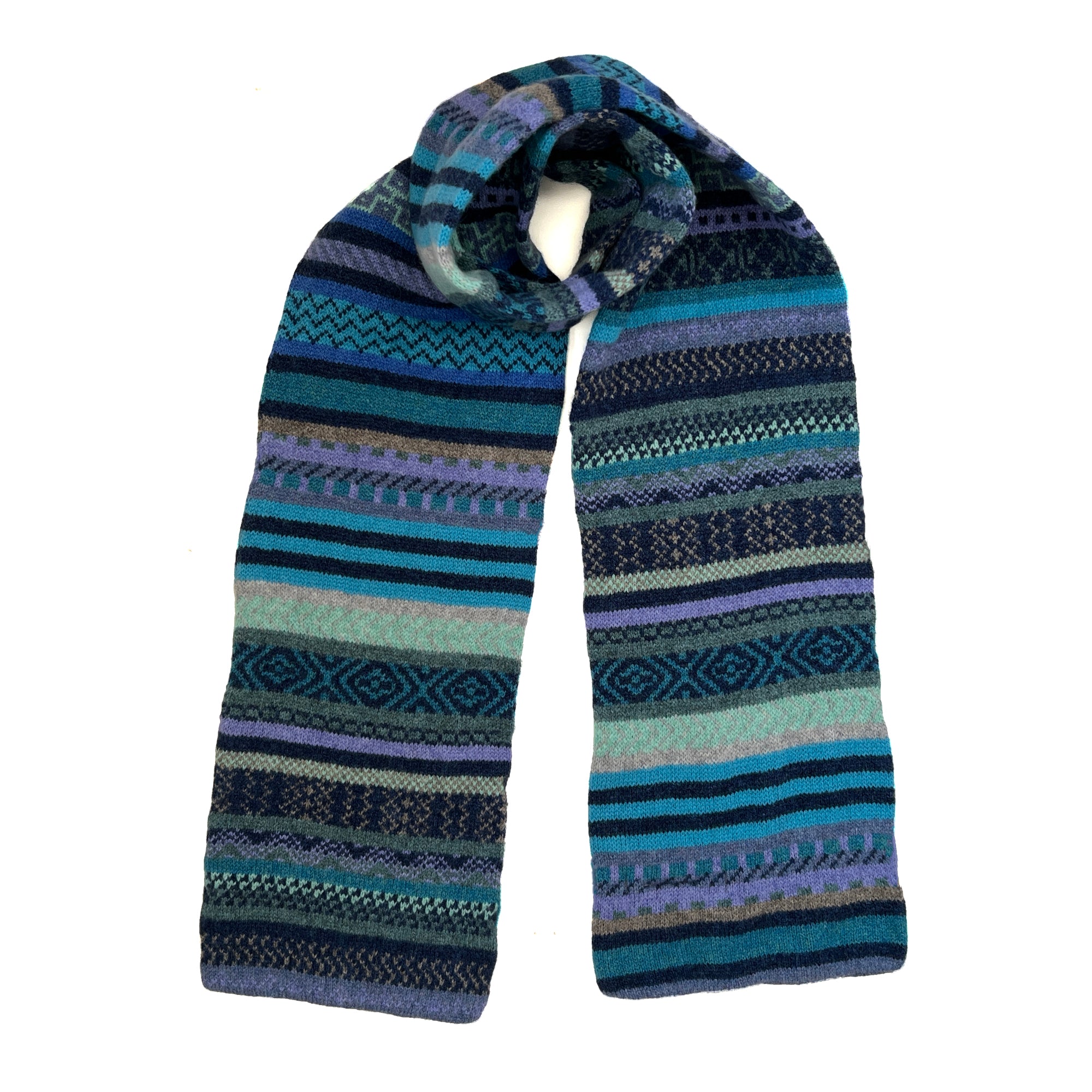 fair isle knitted scarf made from lambswool