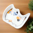 Japanese Style Cat Ceramic Tiny Plate Seasoning Dish: Ginger and Black Spots