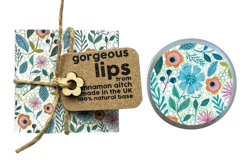 Blue Ditsy Pattern - Orange & Mandarin Lip Balm