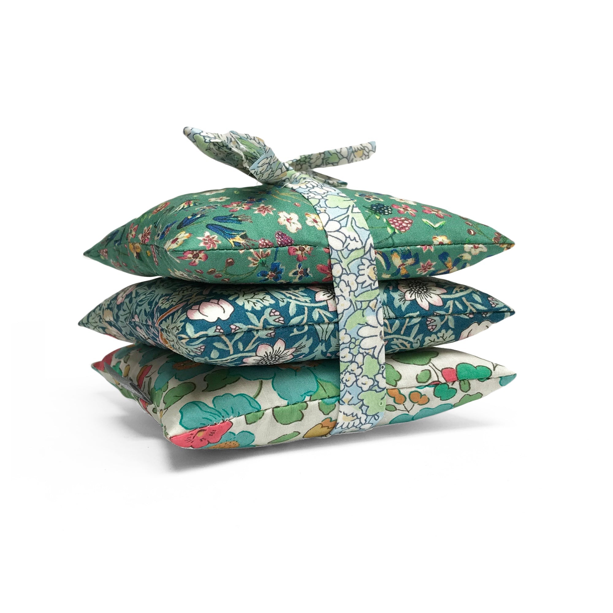 Stack of 3 Square Liberty Lavender Sachets - Green