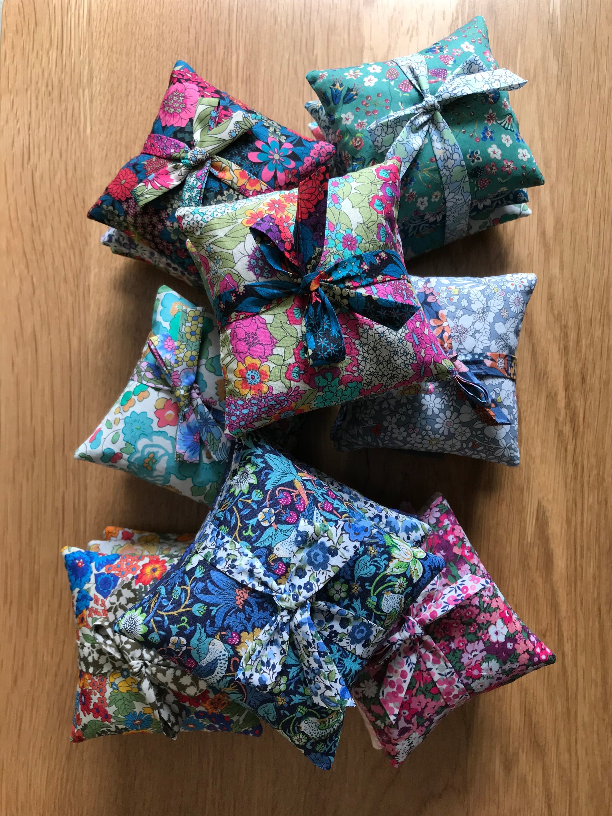 Stack of 3 Square Liberty Lavender Sachets - Green