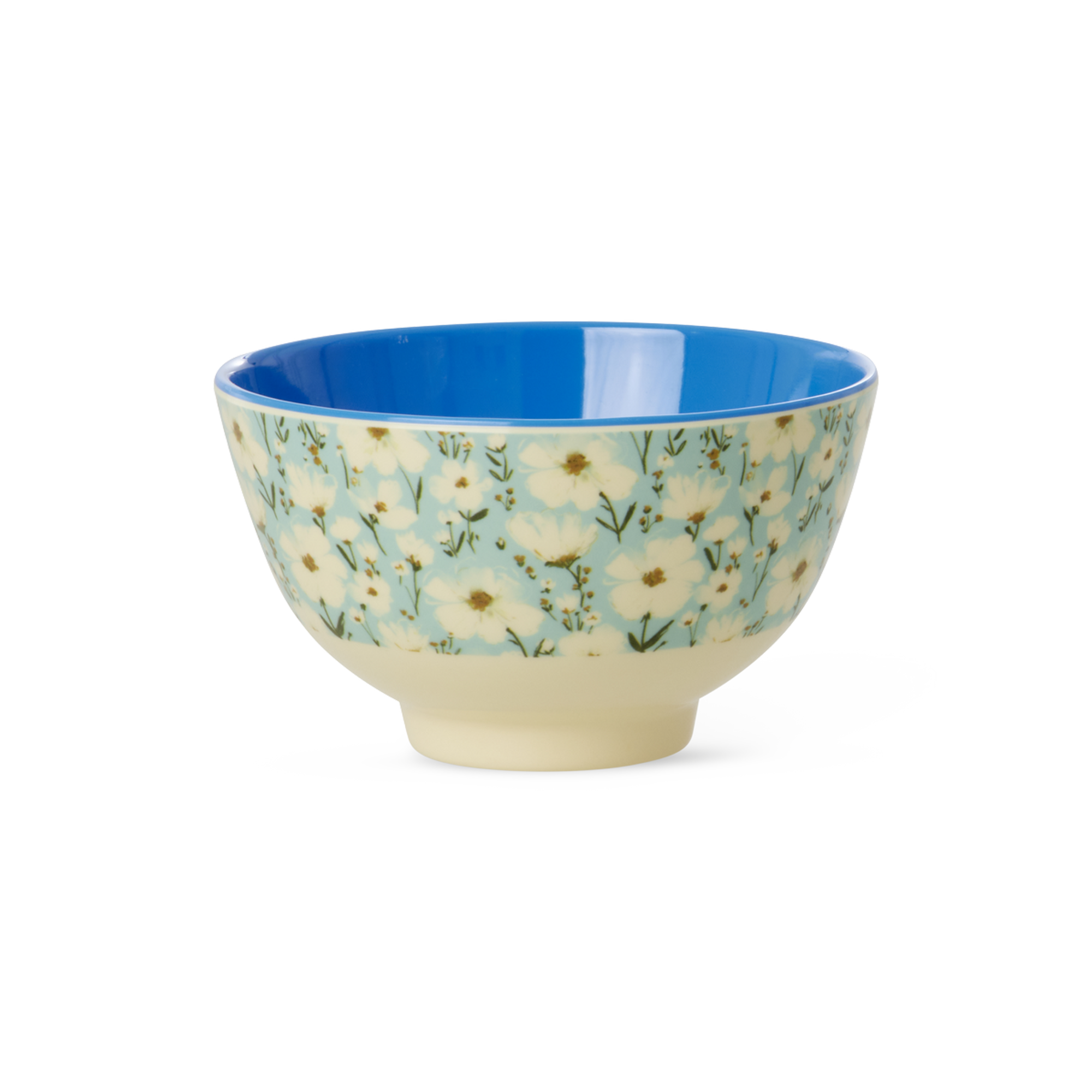 Ceramic bowl with floral pattern on a white background