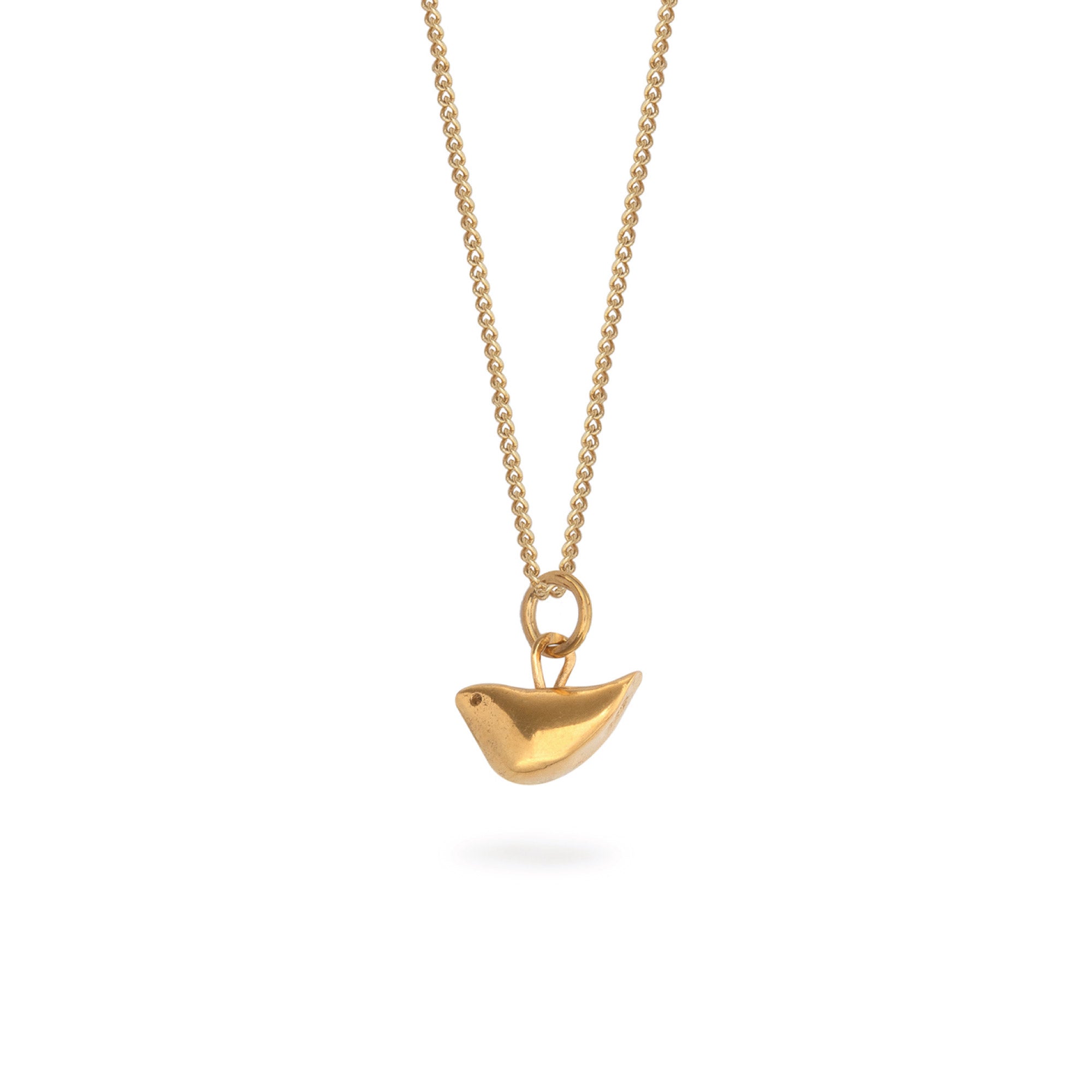 Baby Bird Charm Necklace Gold Vermeil