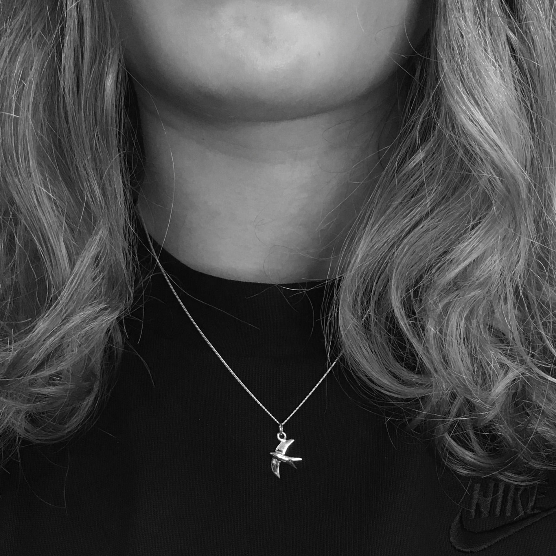 Swallow Charm Necklace Gold Vermeil