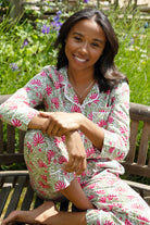 floral pink and green cotton pyjamas