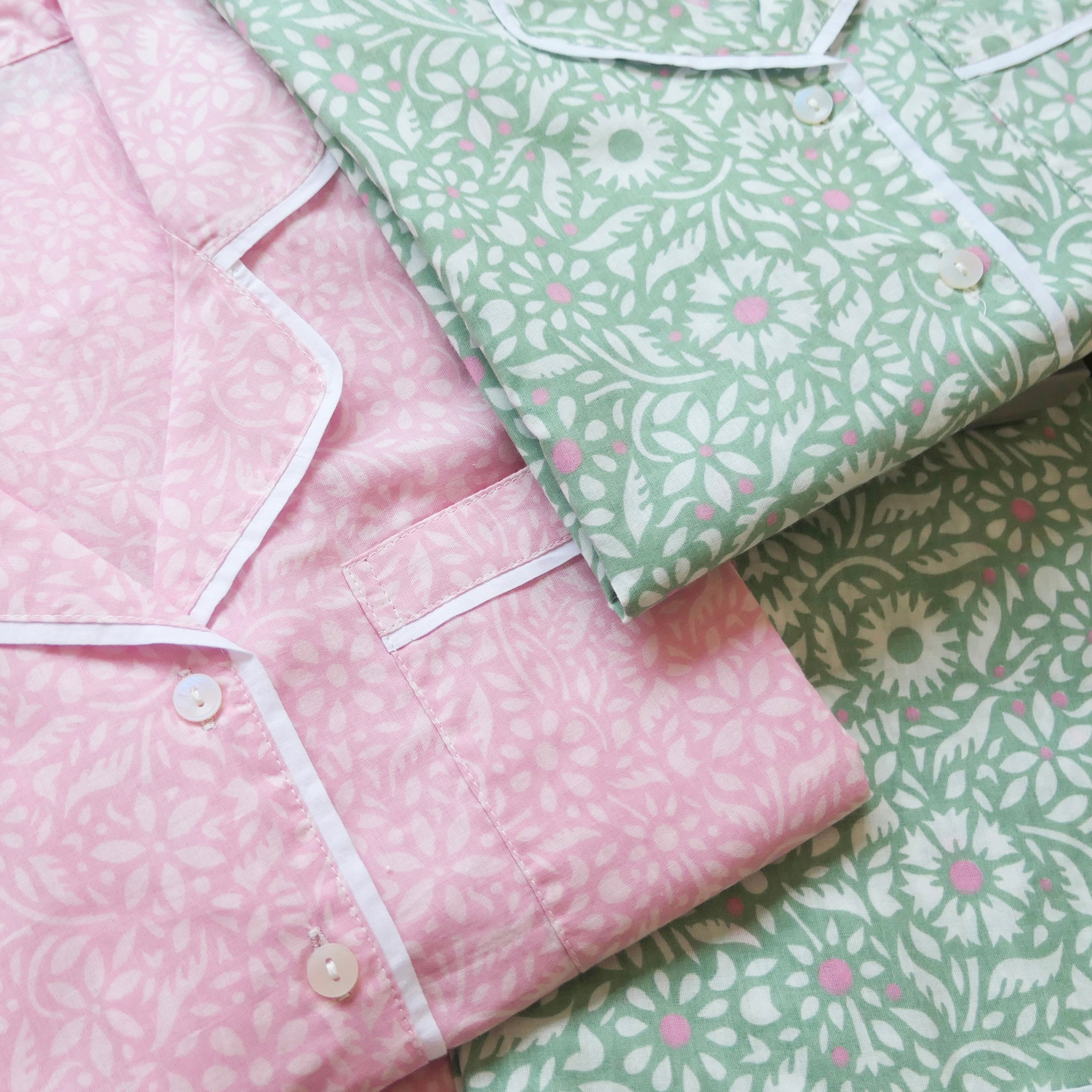 pyjamas in pink and green