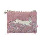 Leaping Hare Velvet Coin Purse Dusky Pink