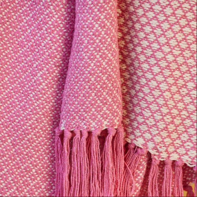 Recycled Cotton Throw Pink Rosalie Weave