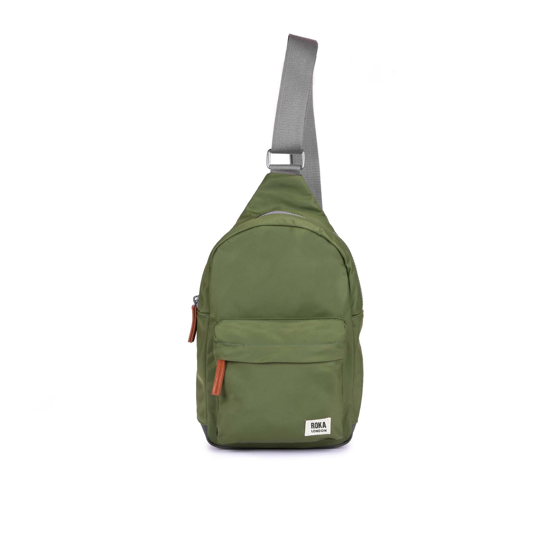 Green sling bag on a white background