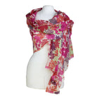 Sherwood wool stole with squirrel, owl, tree pattern: Pink