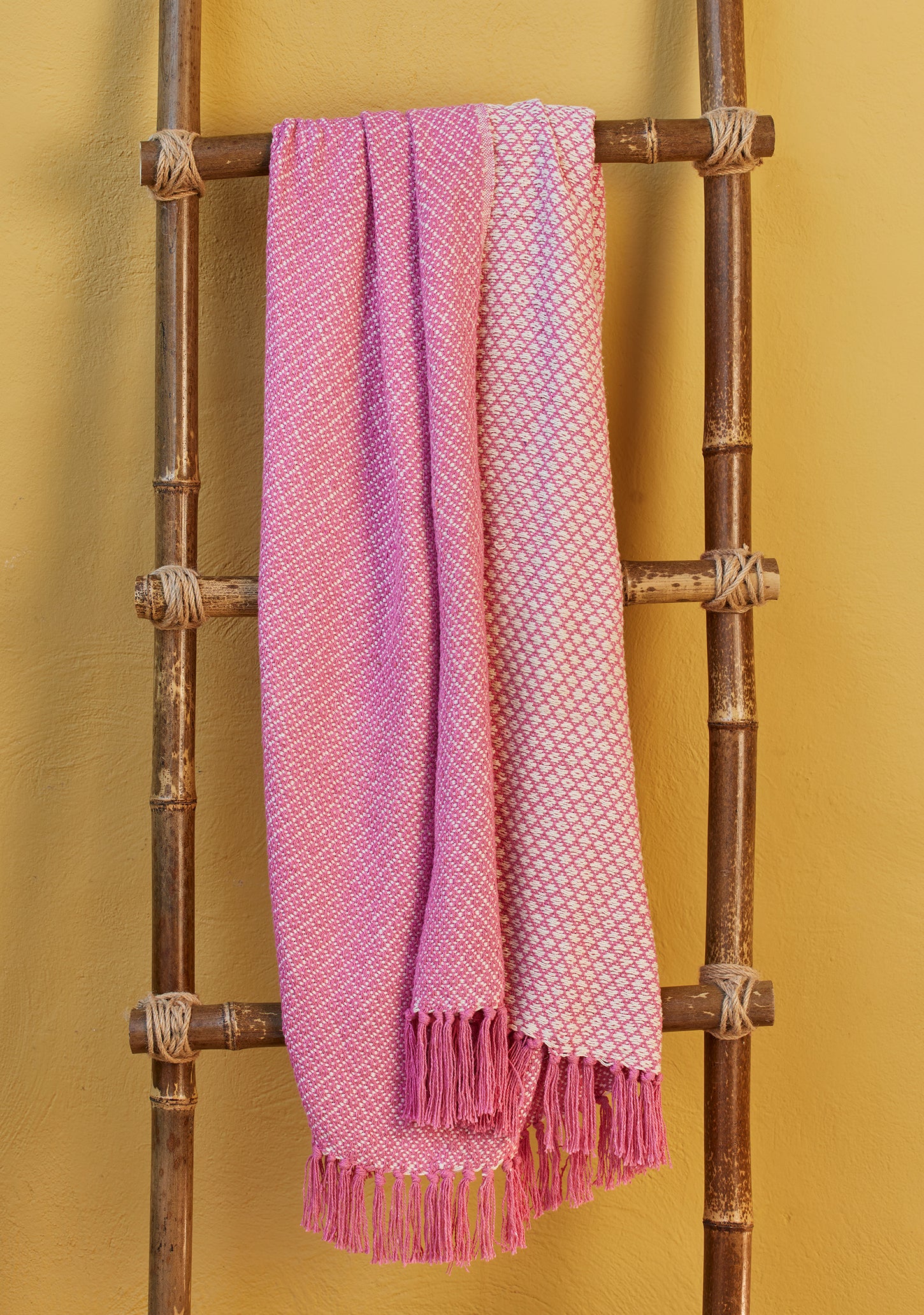 Recycled Cotton Throw Pink Rosalie Weave