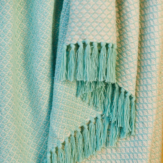 Recycled Cotton Throw Jade Rosalie Weave