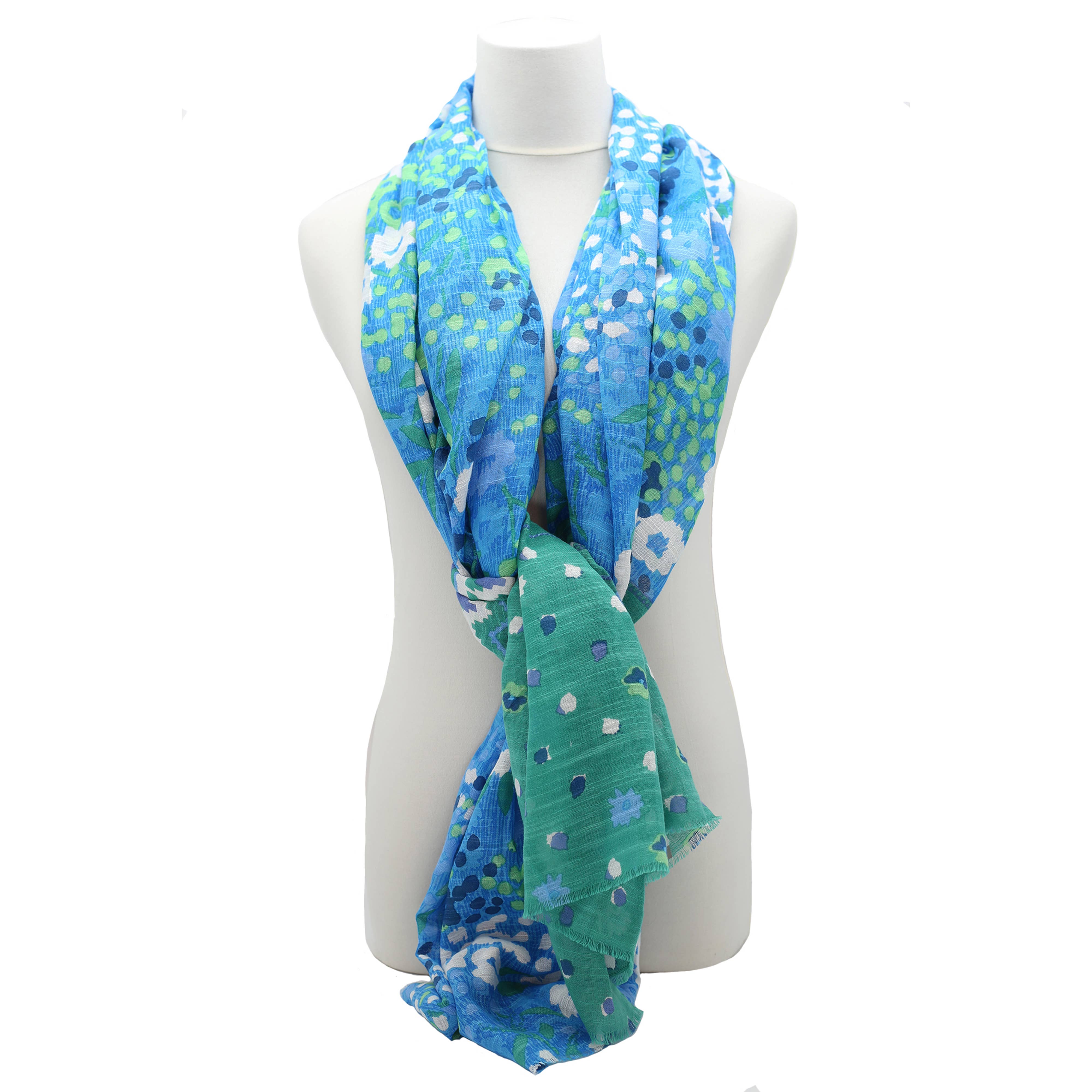 Pareo Valdemosa Stole in Green Flower Cotton