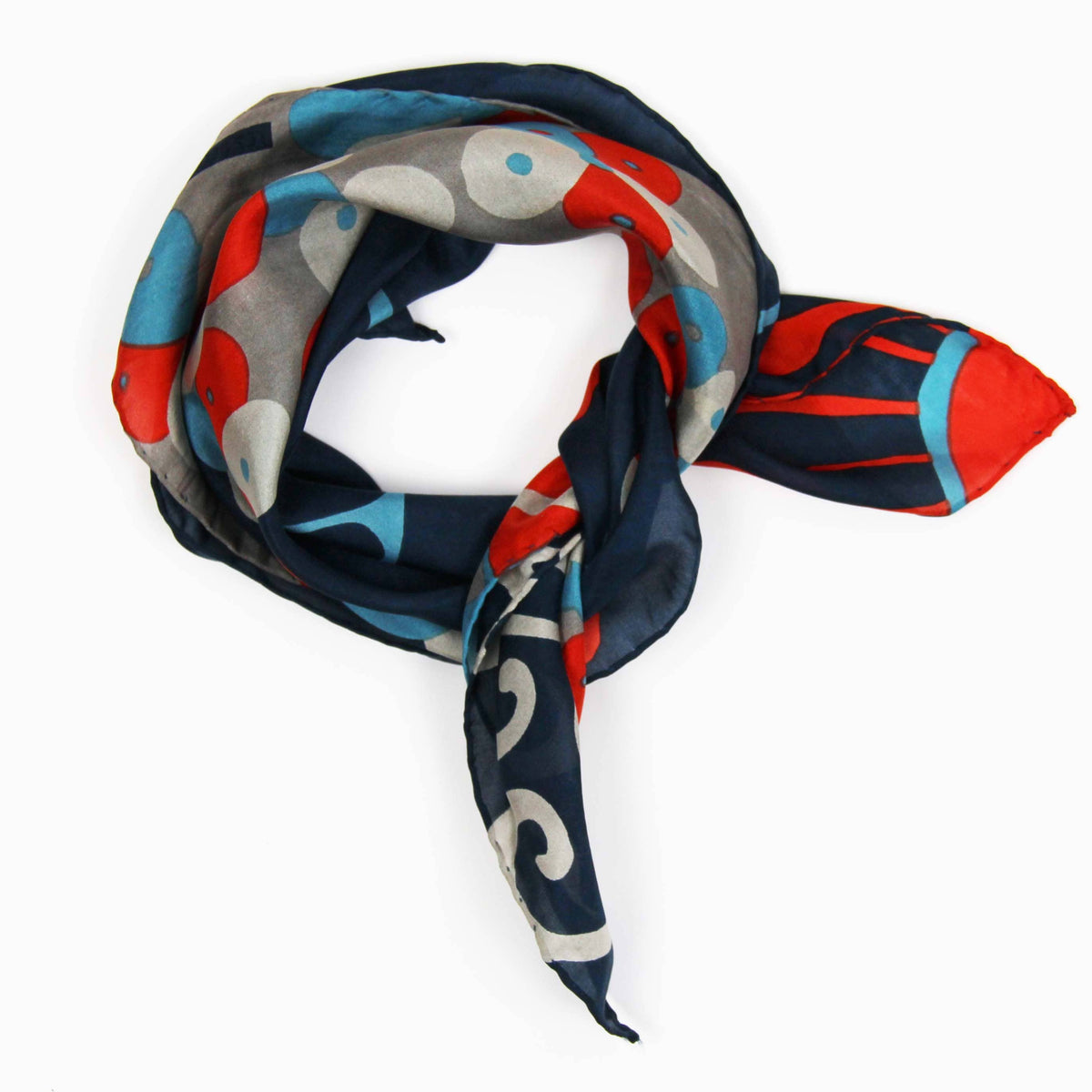 Colorful scarf with abstract pattern on a white background