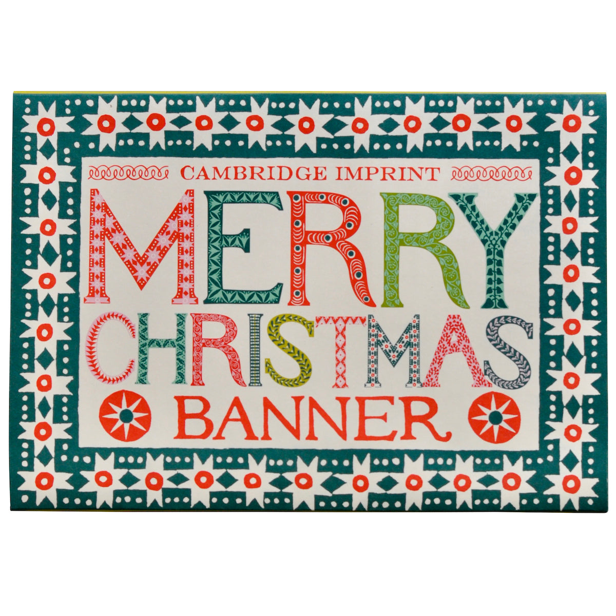 Decorative banner with 'Merry Christmas' text and Cambridge Imprint branding.