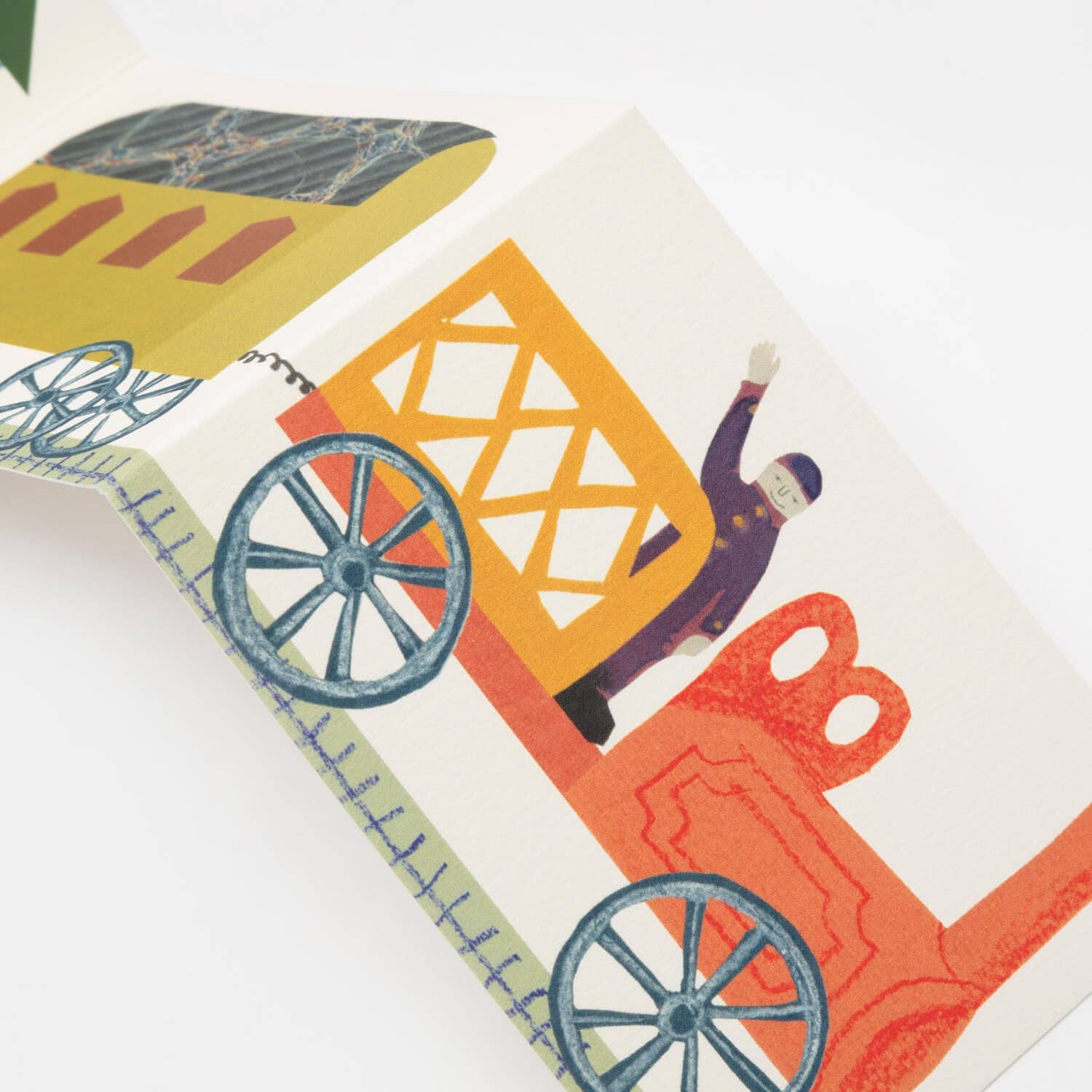 Colorful illustration of a carriage with a driver on a white background