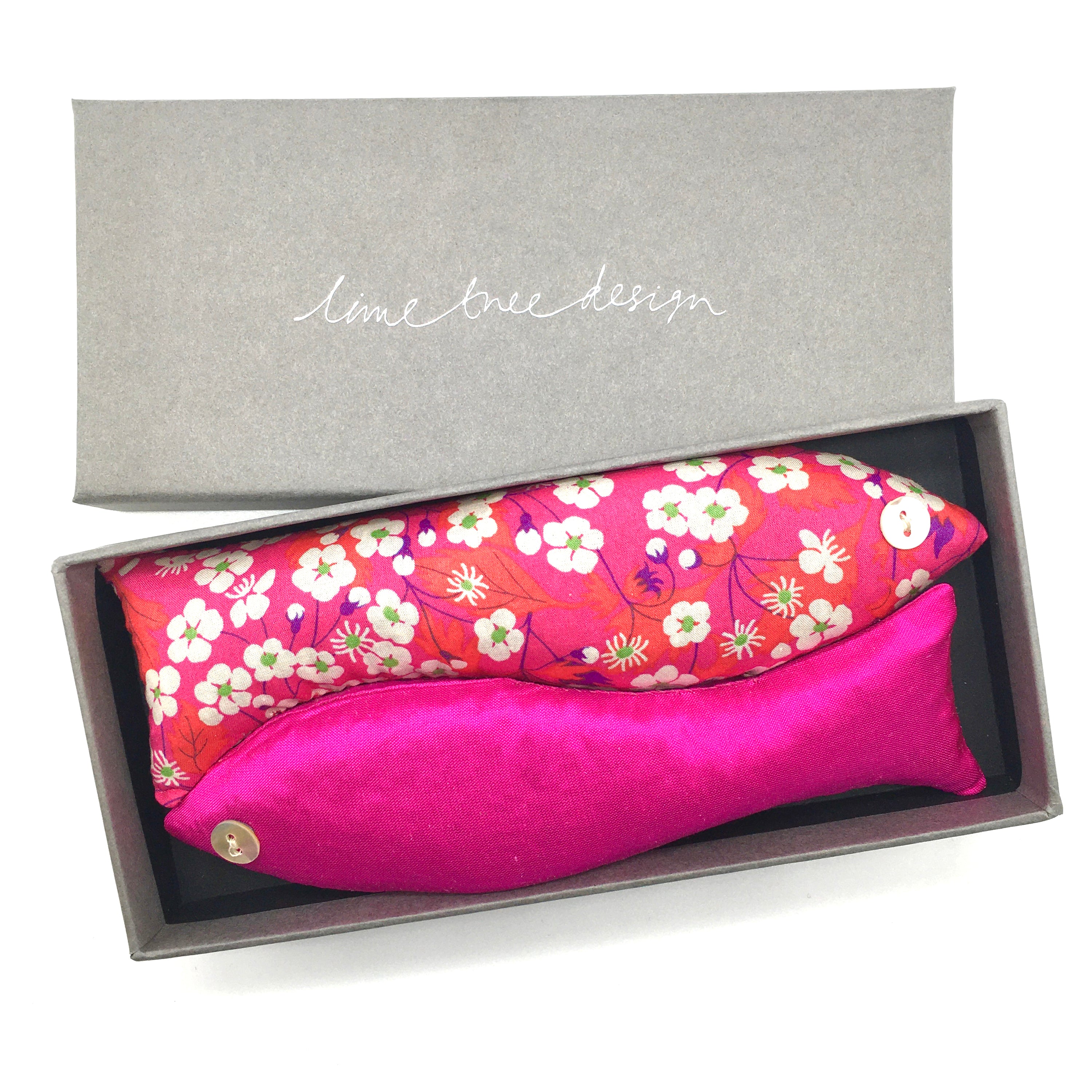 Hot pink liberty of london and silk Lavender filled fish