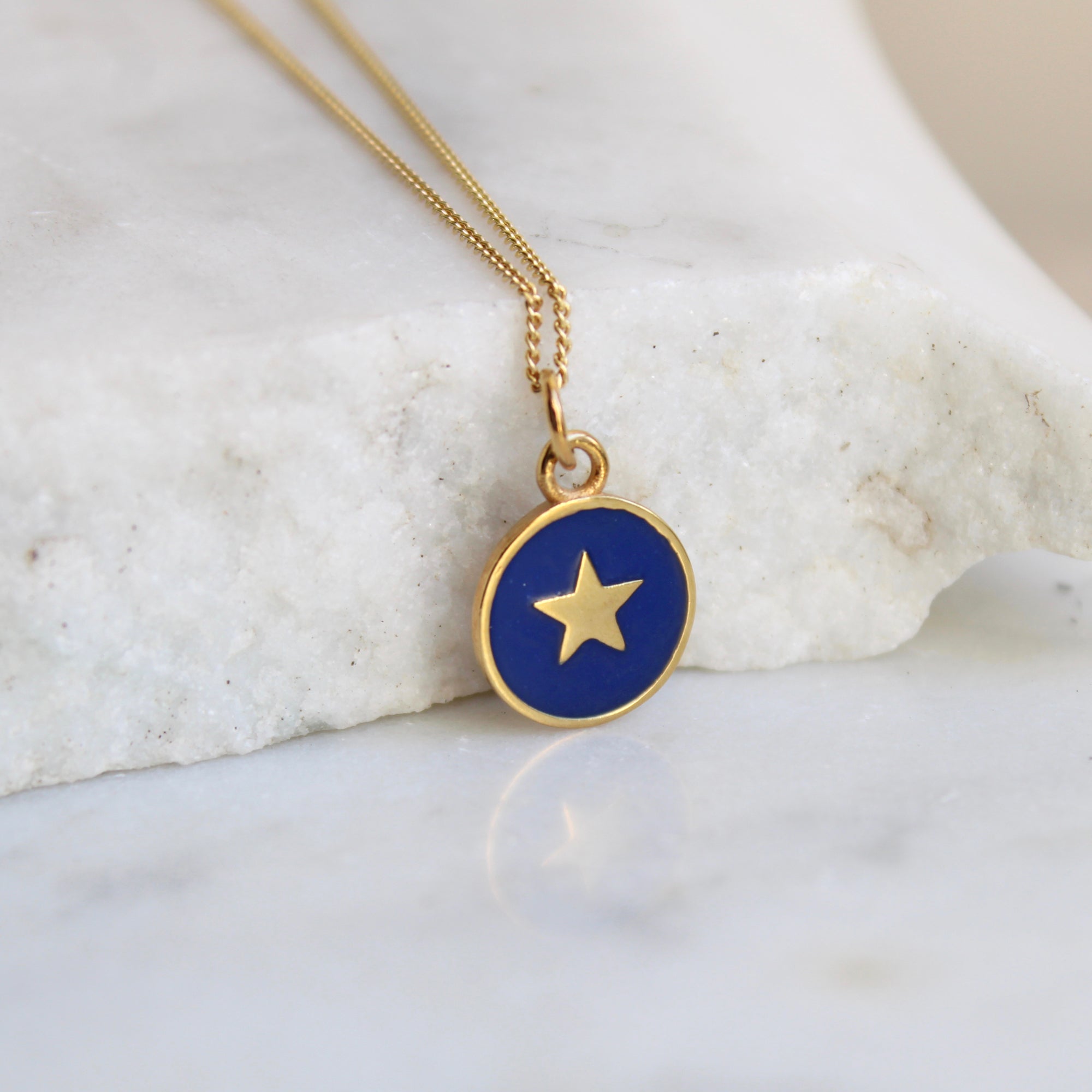 indigo blue star necklace