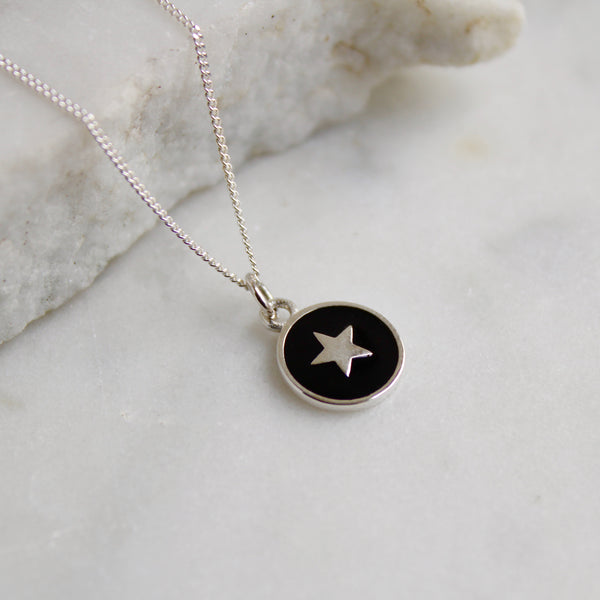 black star enamel necklace