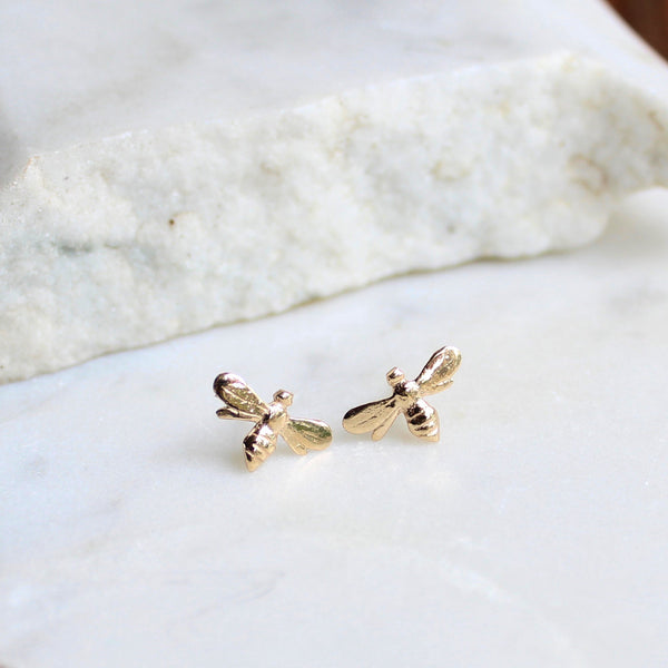 Bee Stud Earrings 9ct Solid Gold