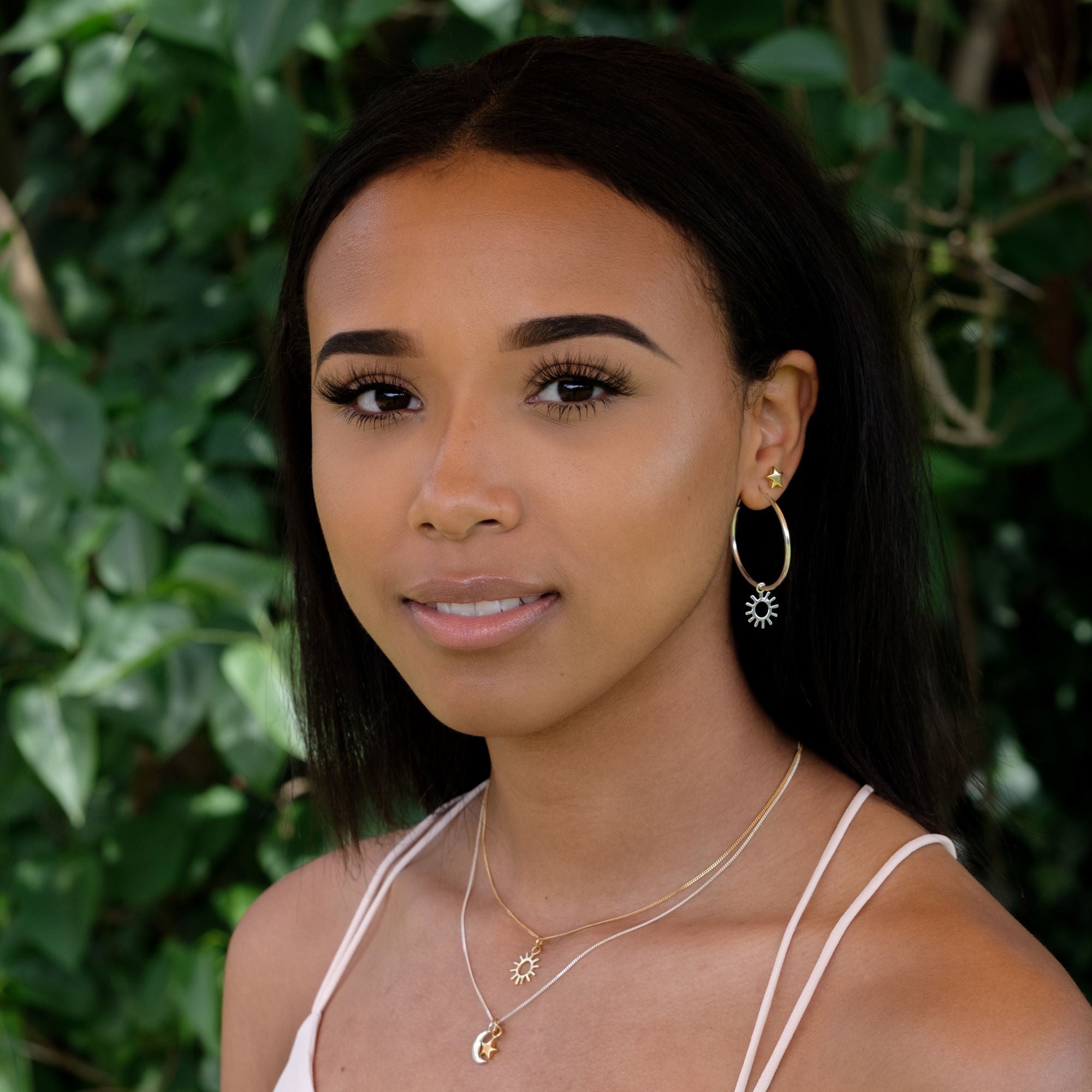 silver moon and gold vermeil star necklace