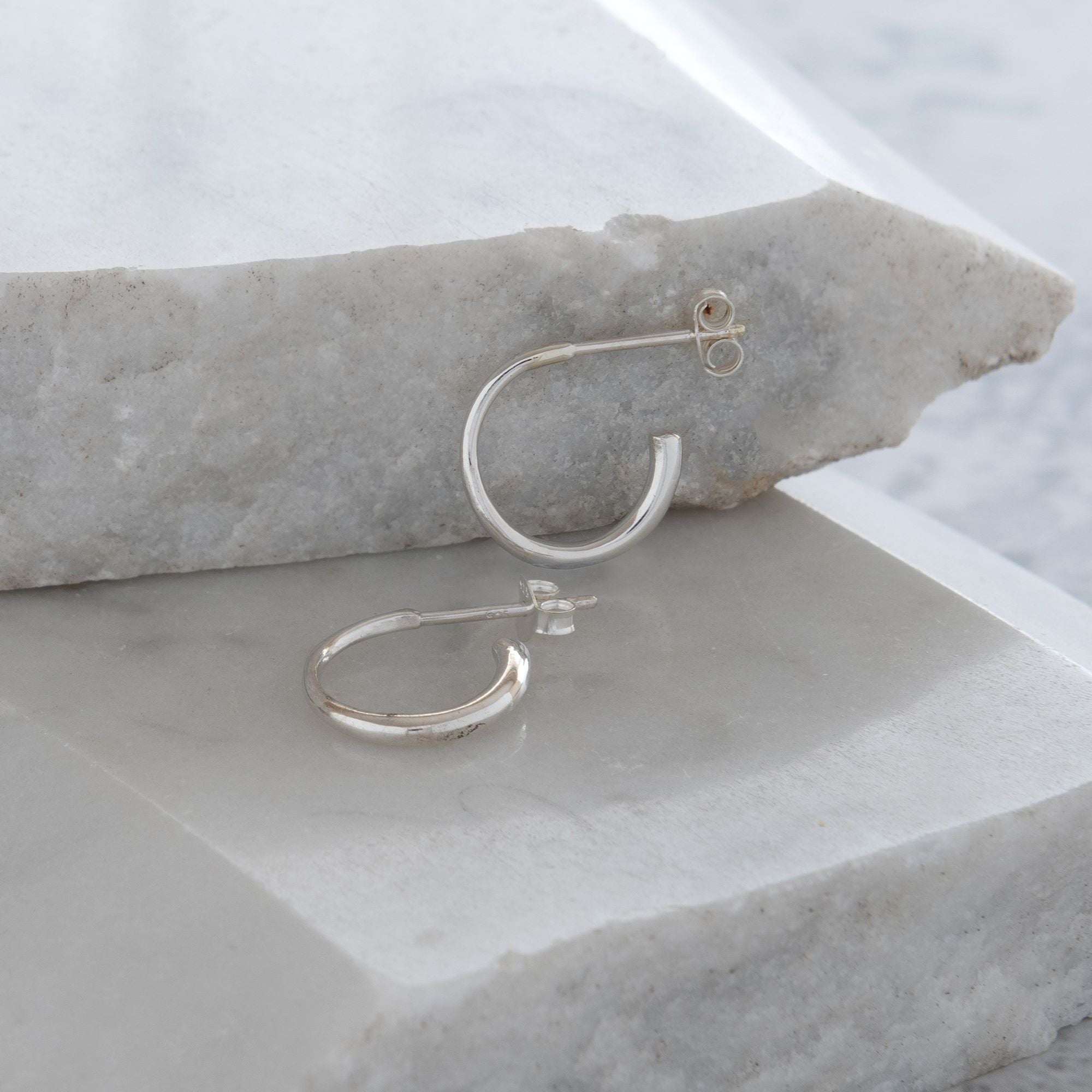 Half Hoop Earrings Sterling Silver