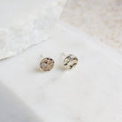Hammered Birthstone Stud Earrings Sterling Silver