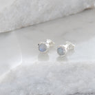 Birthstone Stud Earrings June: Moonstone and Sterling Silver