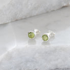 Birthstone Stud Earrings August: Peridot and Sterling Silver