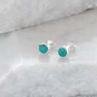 Birthstone Stud Earrings December: Turquoise and Sterling Silver
