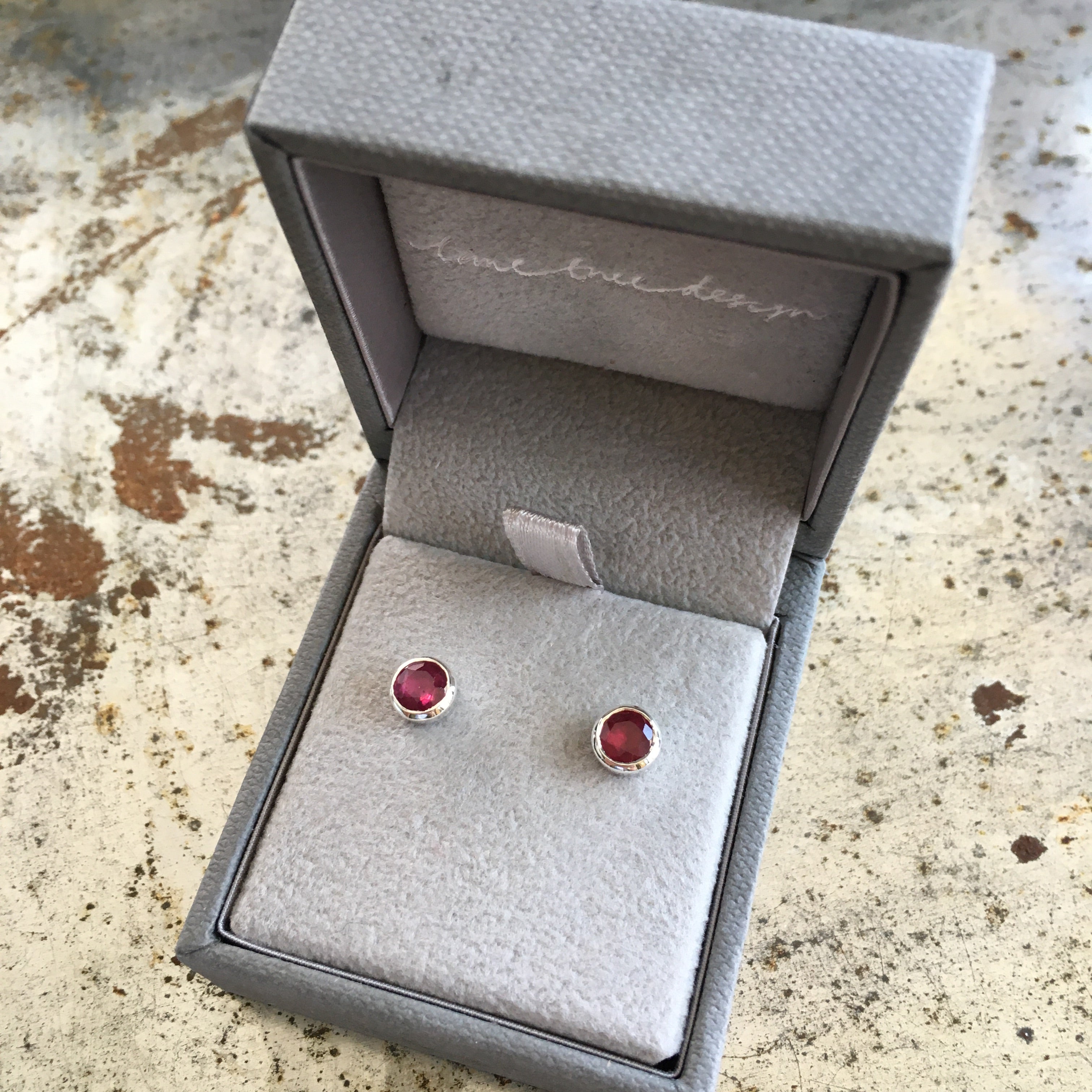Birthstone Stud Earrings October: Pink Tourmaline and Sterling Silver