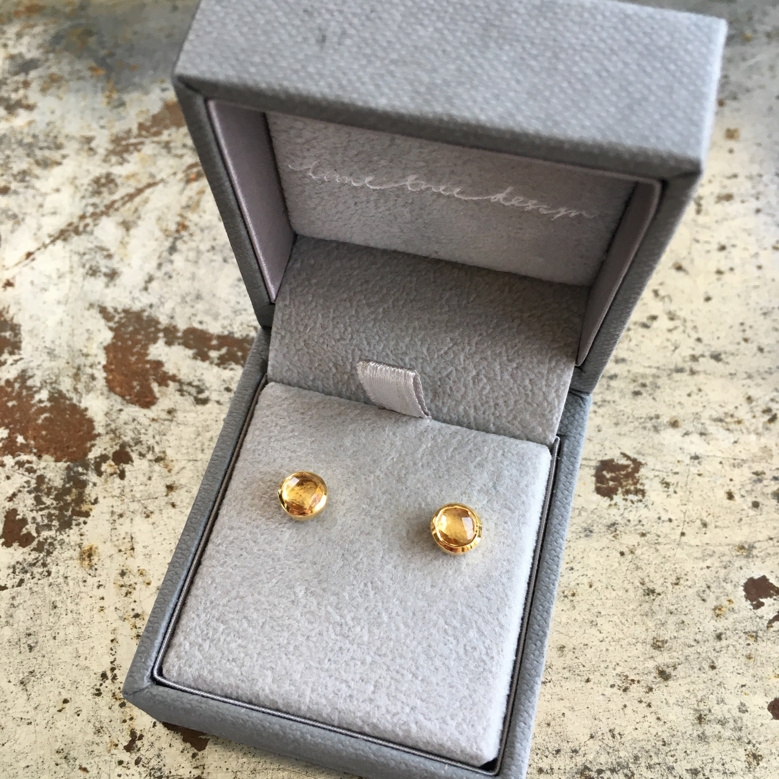 Birthstone Stud Earrings November: Citrine and Gold Vermeil