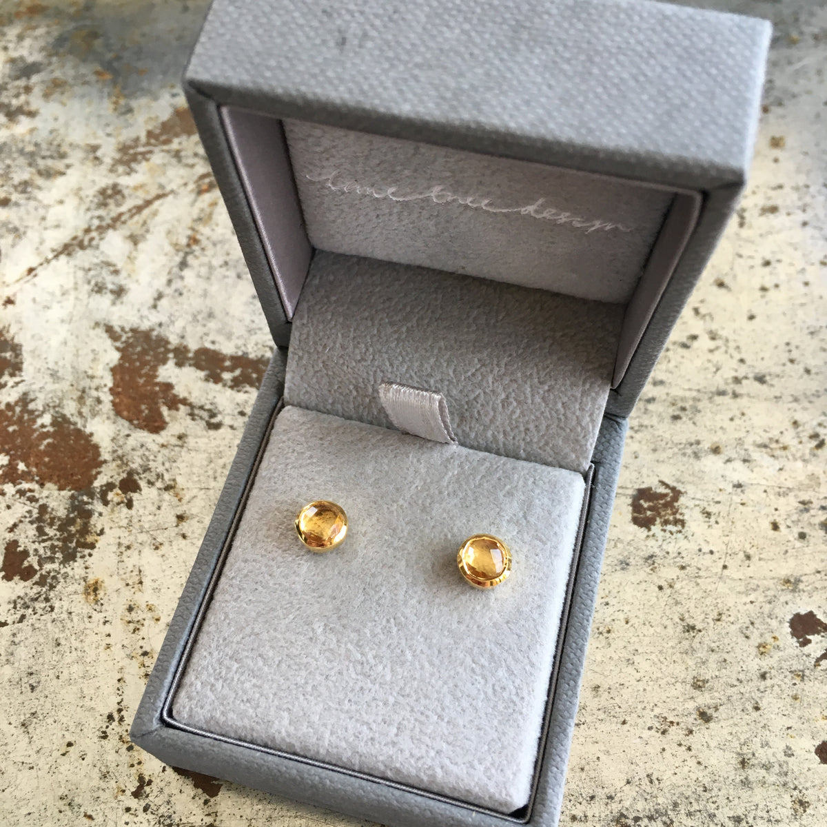 Birthstone Stud Earrings November: Citrine and Gold Vermeil – Lime