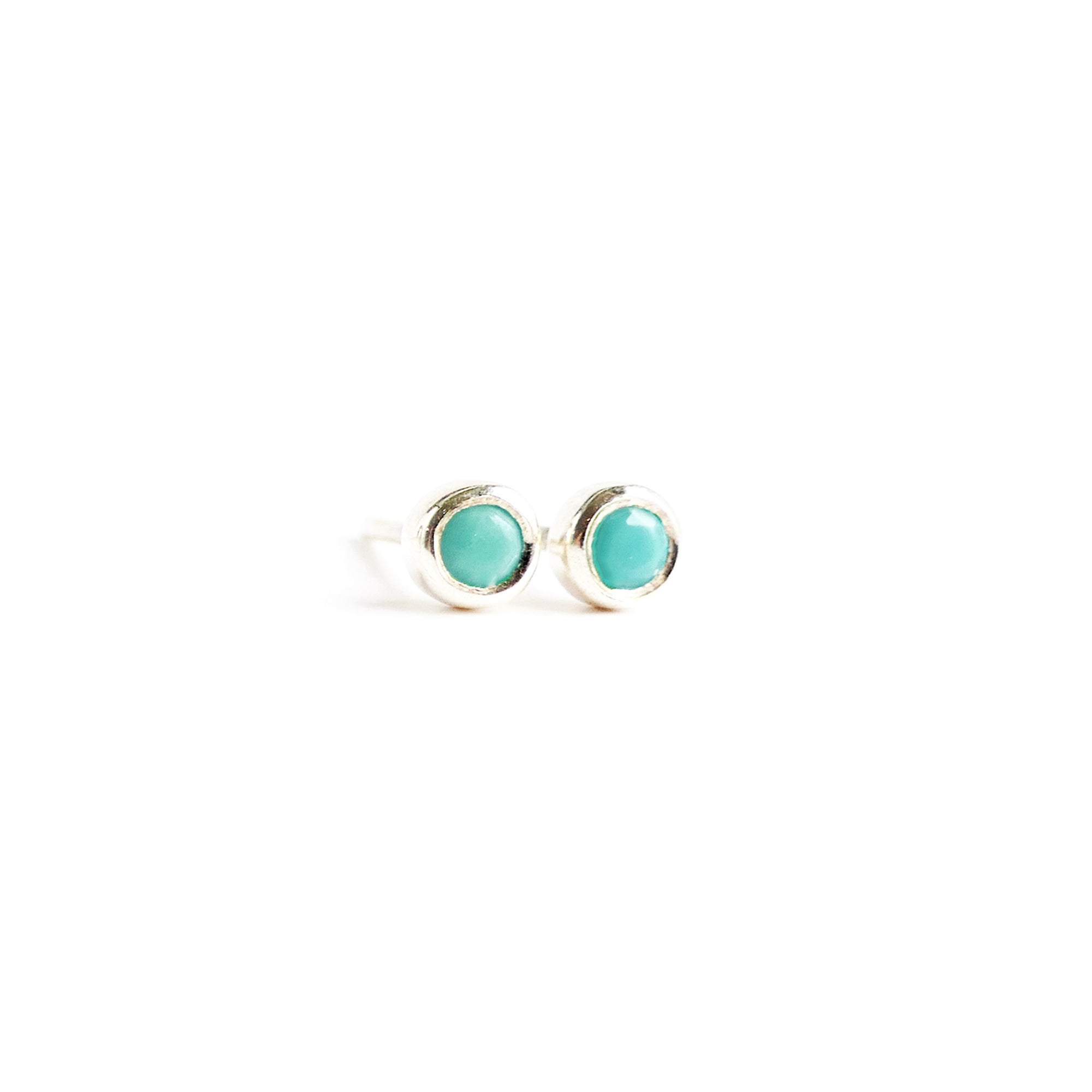 Mini Birthstone Stud Earrings Sterling Silver