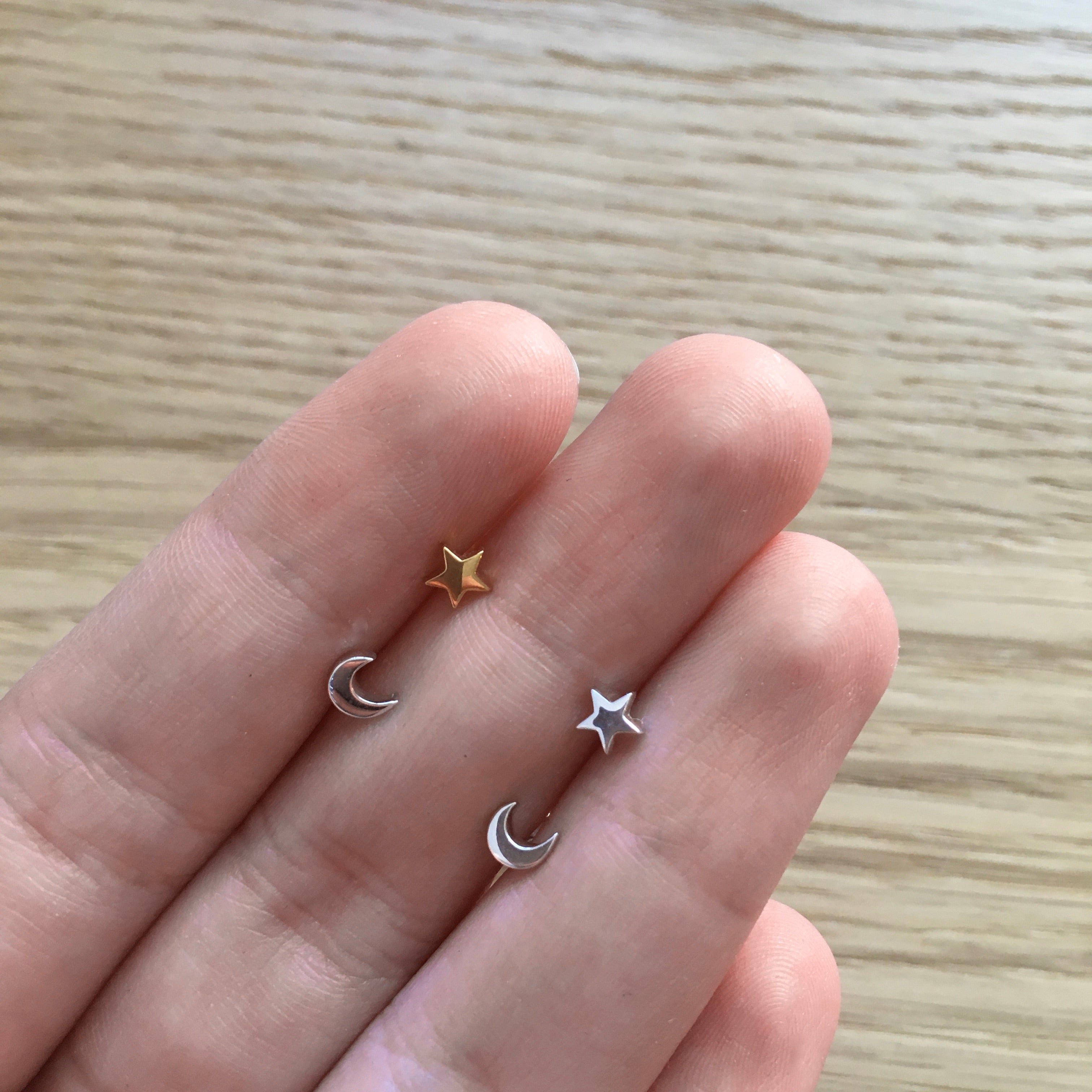 mini studs moon and star