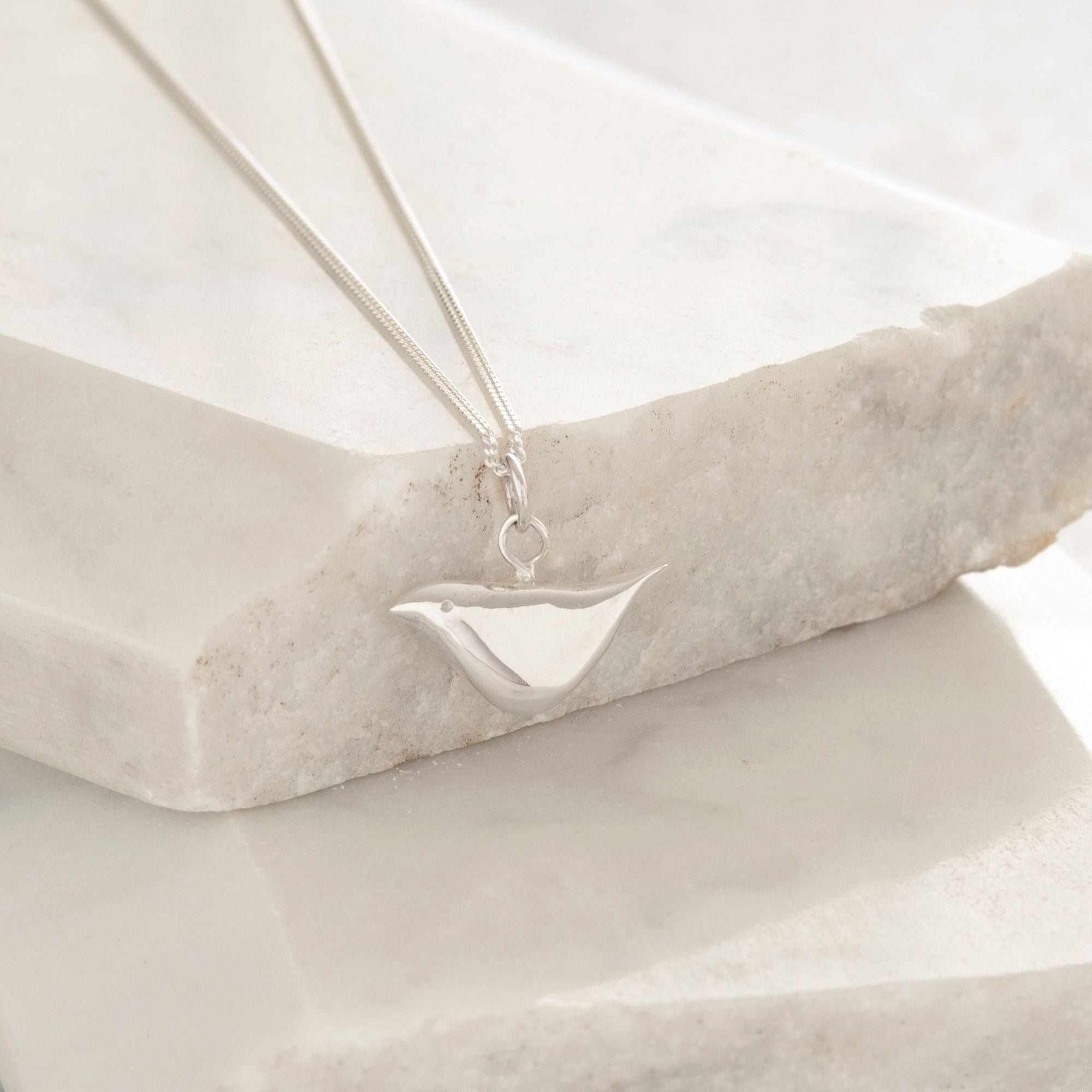 Bird Pendant Necklace Sterling Silver