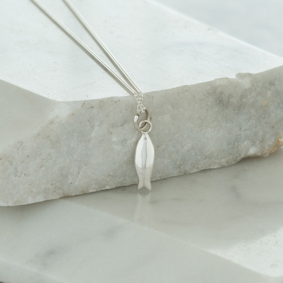 Sterling silver sales fish necklace