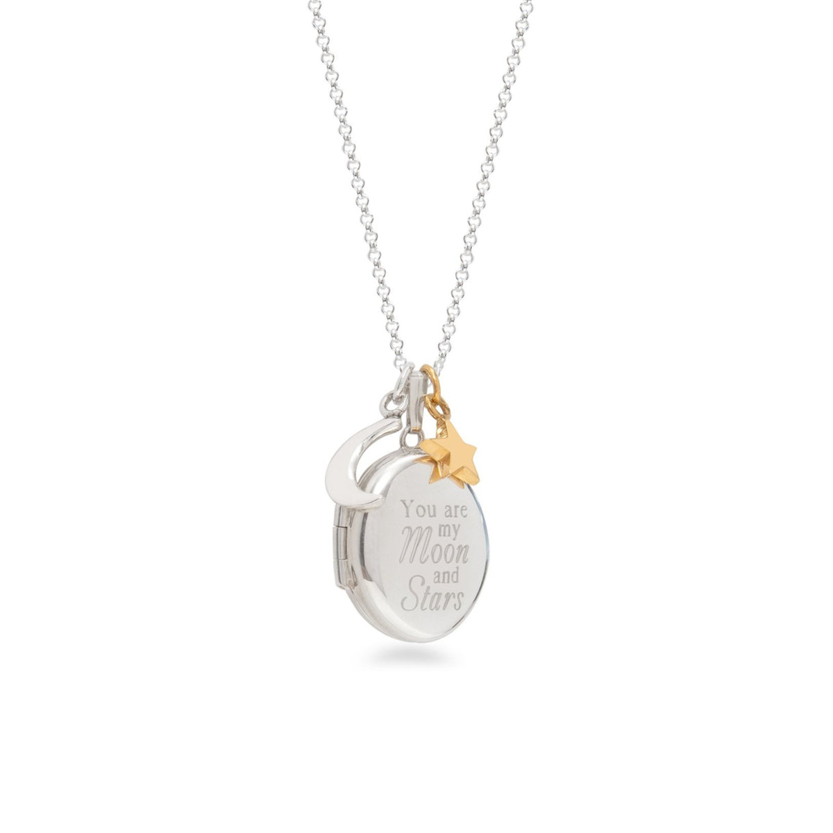 Personalised You are my moon and stars Oval Locket Necklace Sterling Silver